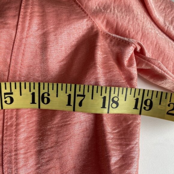 Chico's Ruffle Trim Blazer Jacket Size 8 (1) Pastel Peach 3/4 Sleeve Spring - Picture 11 of 12